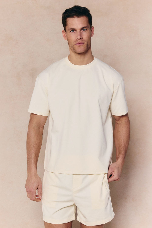 Tomas Crew Neck Crinkled Tshirt - Ecru