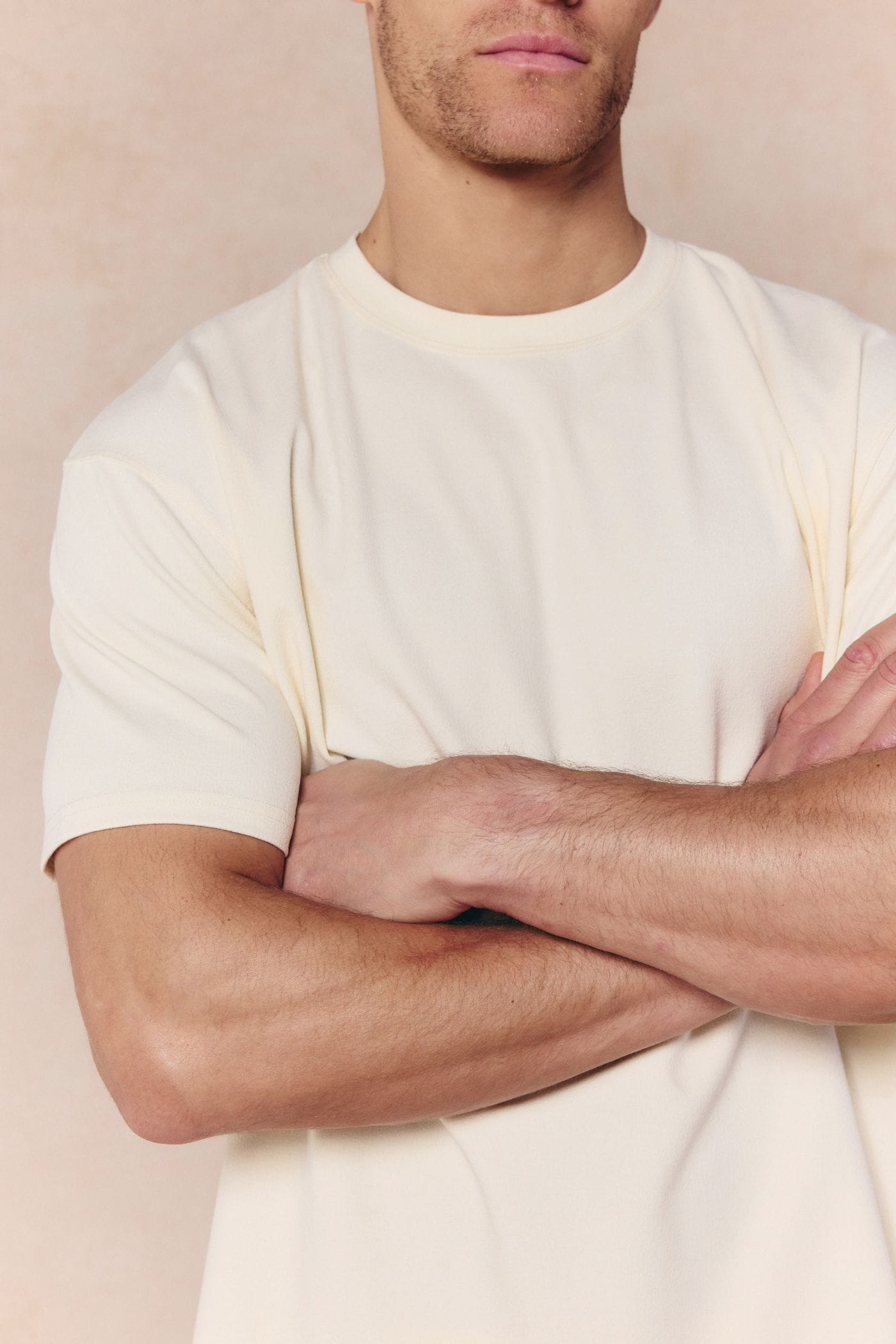 Tomas Crew Neck Crinkled Tshirt - Ecru