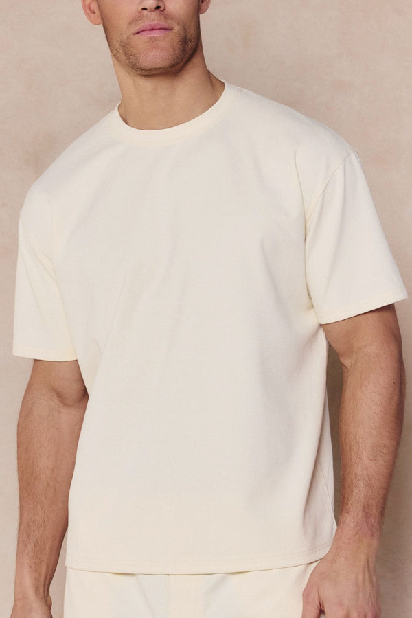 Tomas Crew Neck Crinkled Tshirt - Ecru