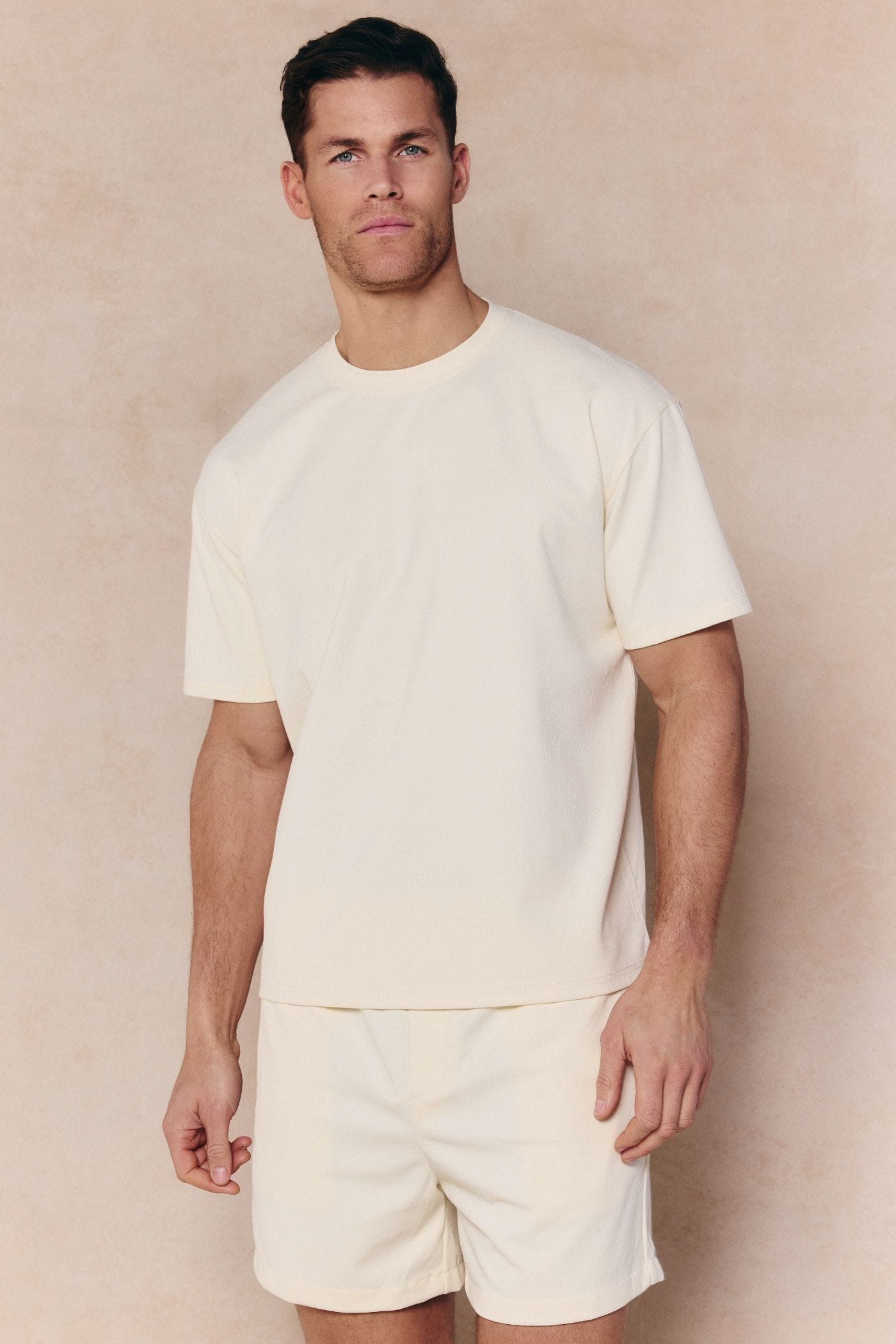 Tomas Crew Neck Crinkled Tshirt - Ecru