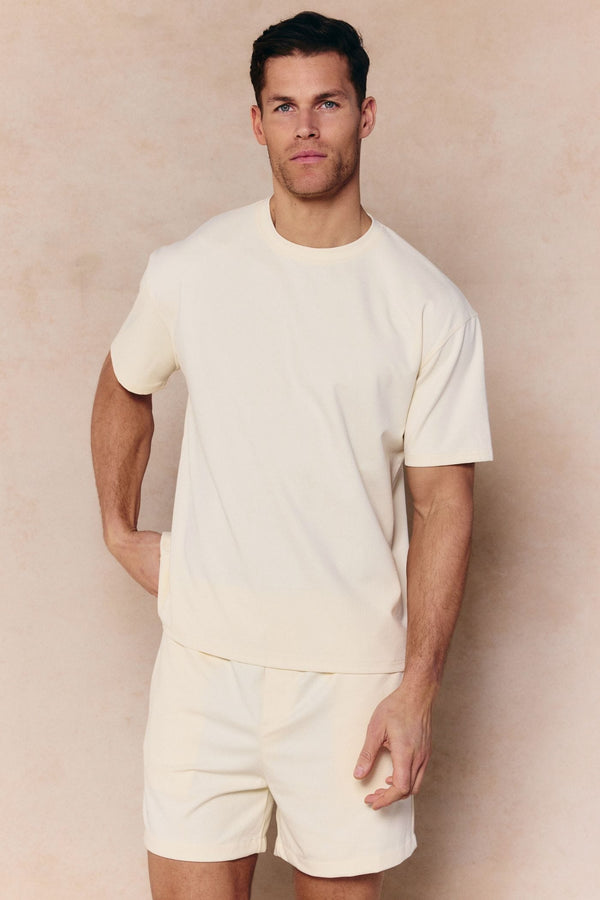 Tomas Crew Neck Crinkled Tshirt - Ecru