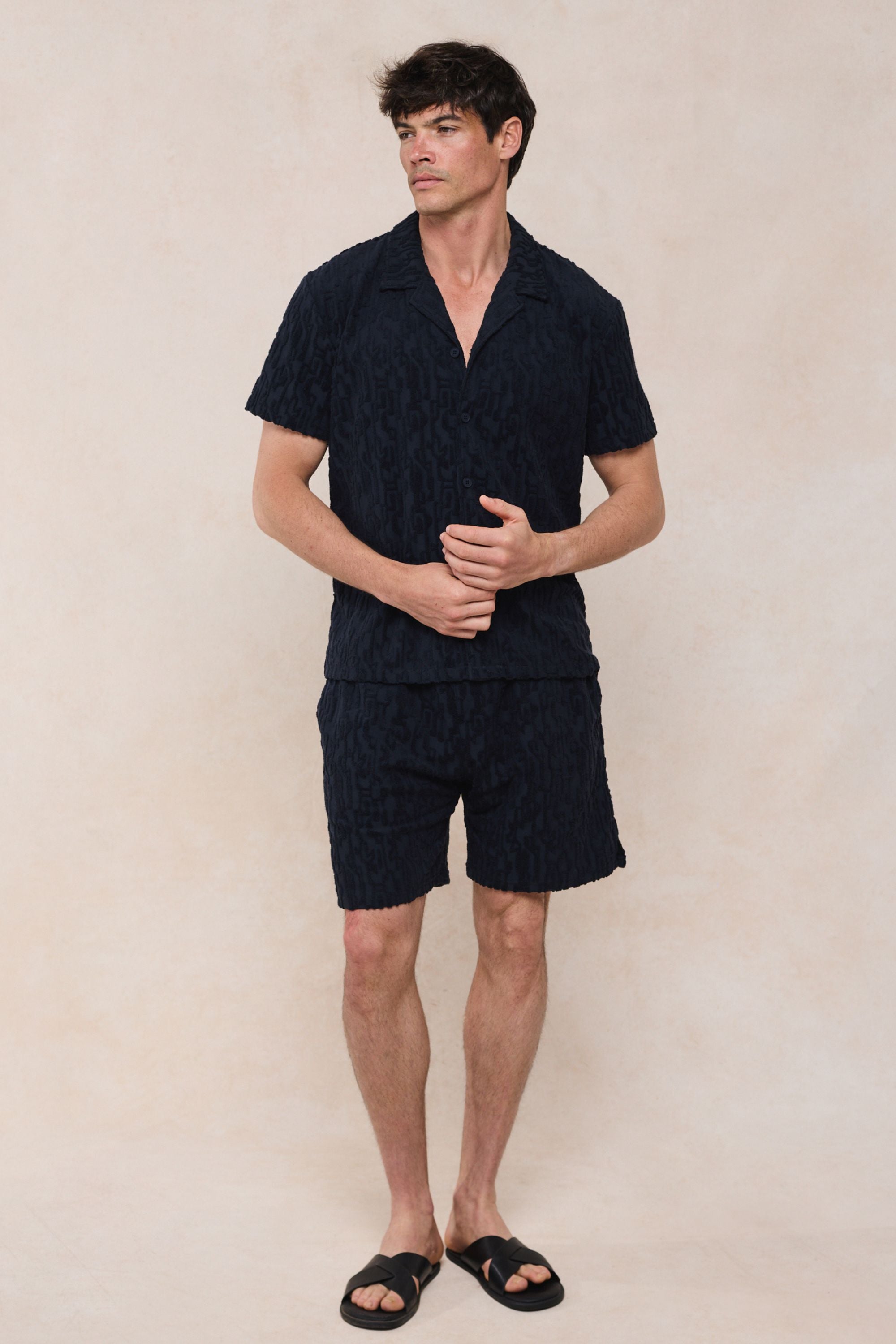 Fausto Flocked Top - Navy
