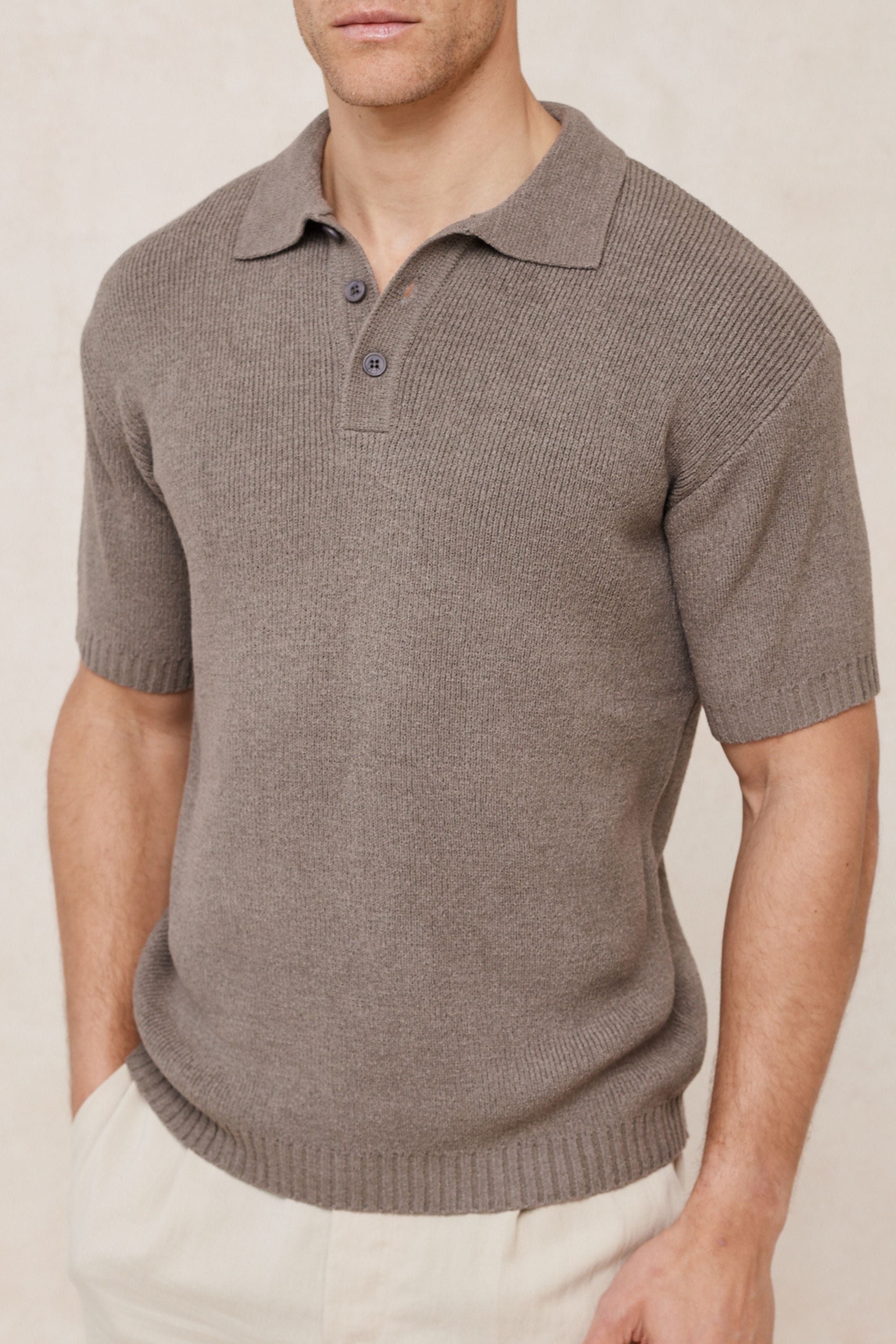 Sorelle Short Sleeve Rib Knit Polo - Dark Sage