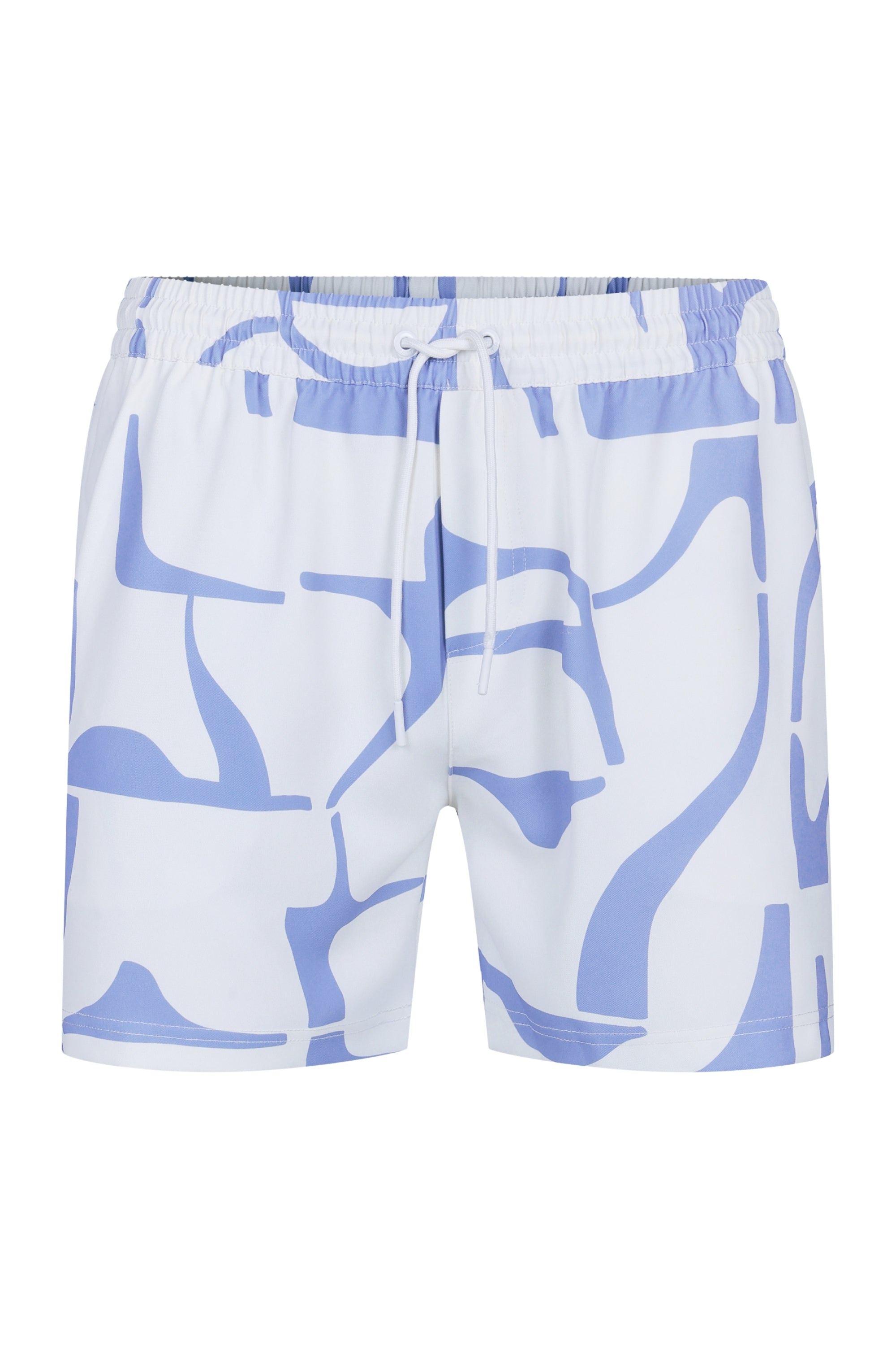 Massira Elasticated Waist Swim Short - Ecru/Light Blue