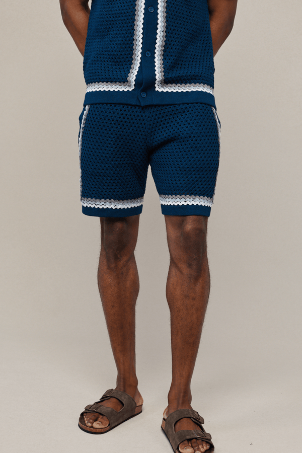 Marconi Crochet Knit Short - Navy
