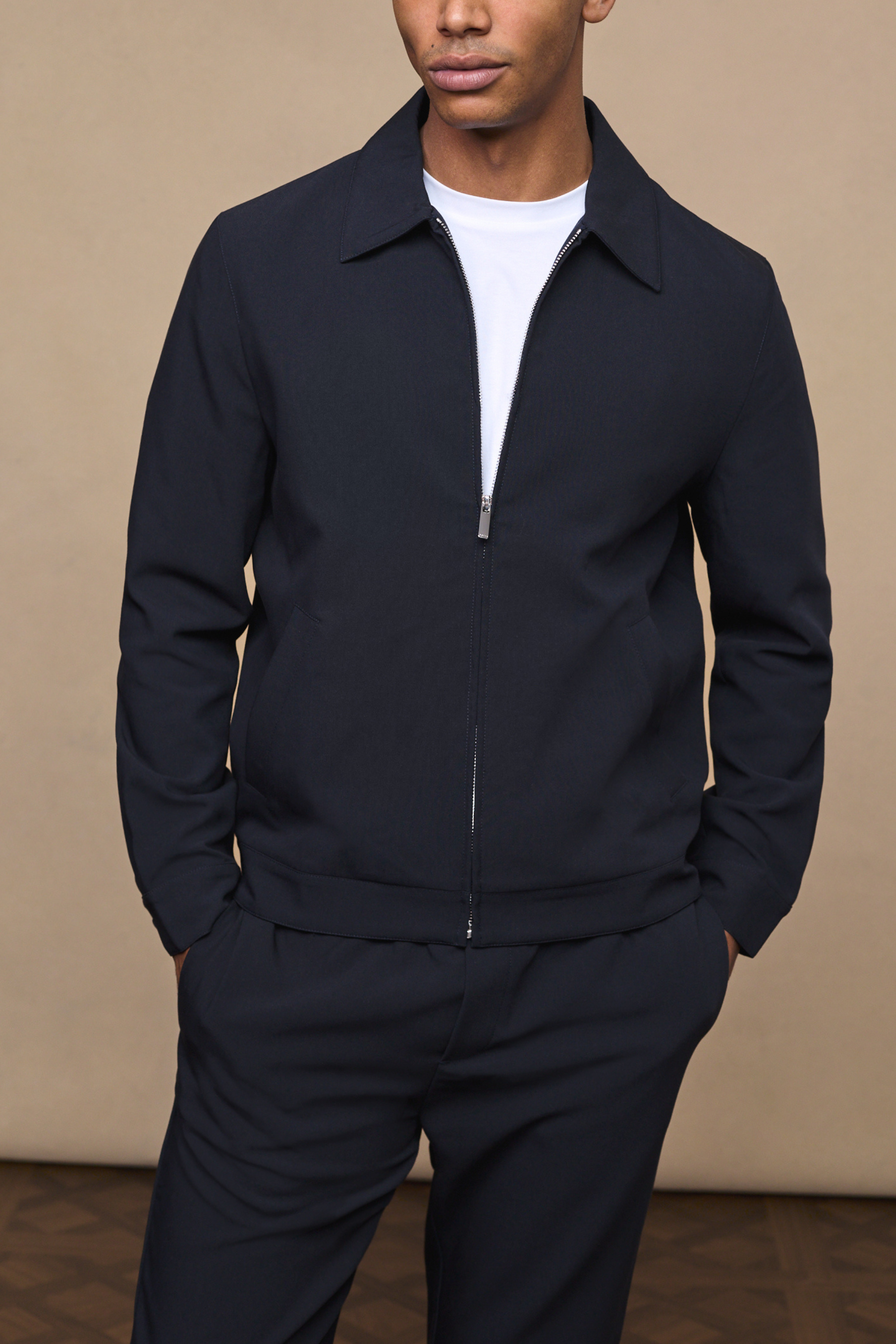 Emilio Zip Through Jacket - Dark Navy
