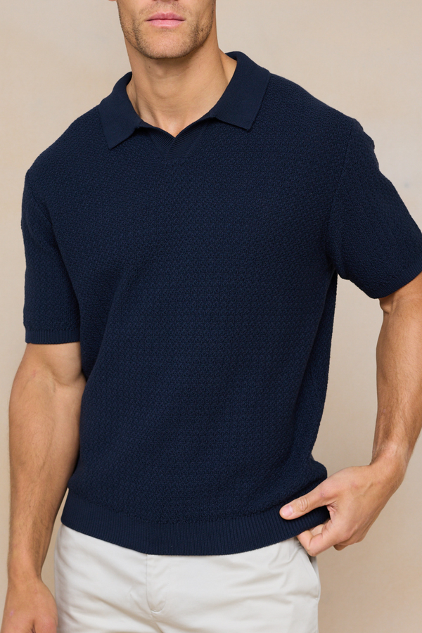Rapha Cotton Knit Polo - Navy