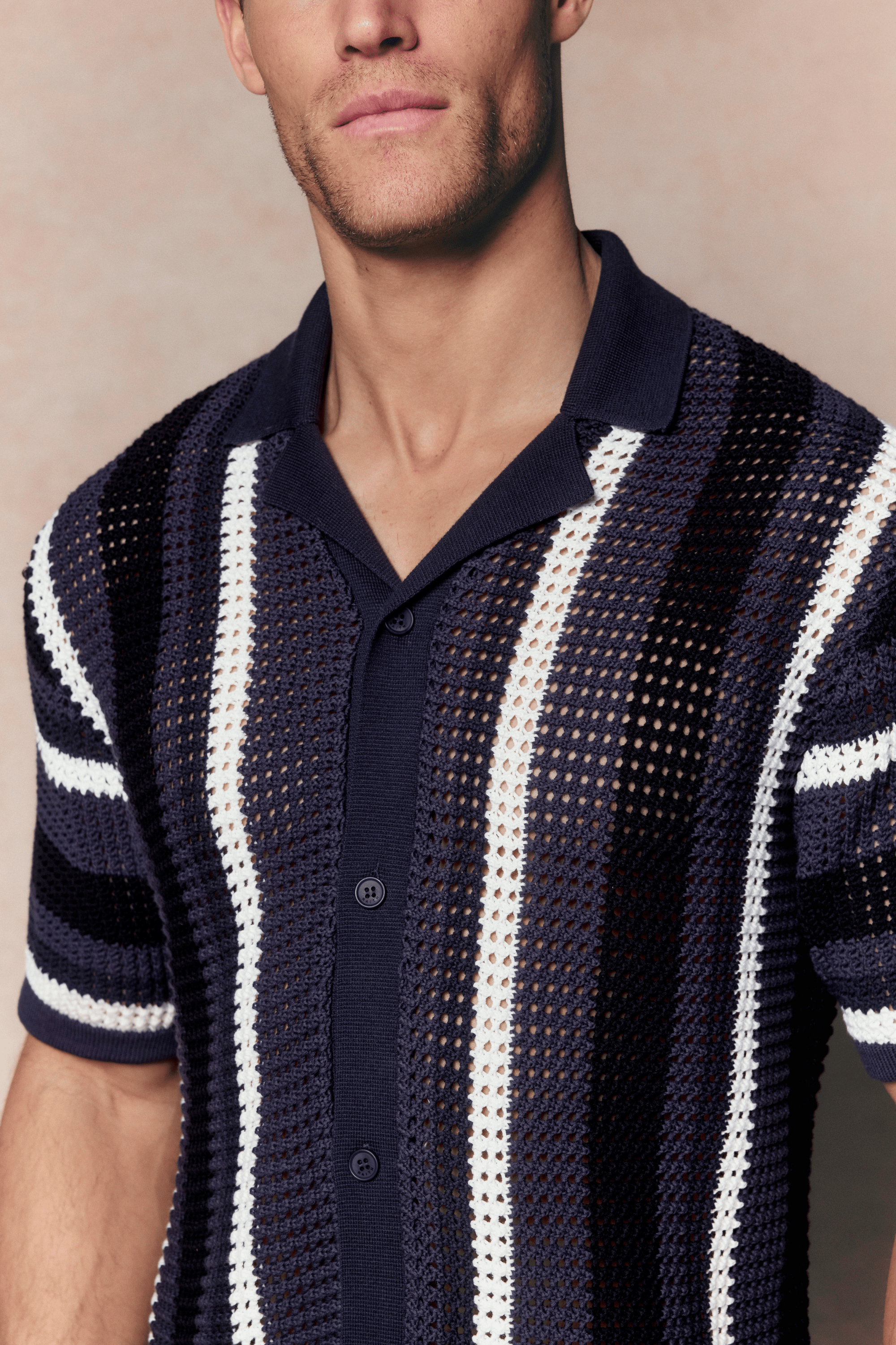 Dell'Amore Crochet Knit Shirt - Navy Dell'Amore Crochet Knit Shirt - Navy