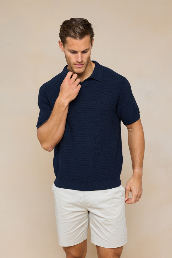 Rapha Cotton Knit Polo - Navy