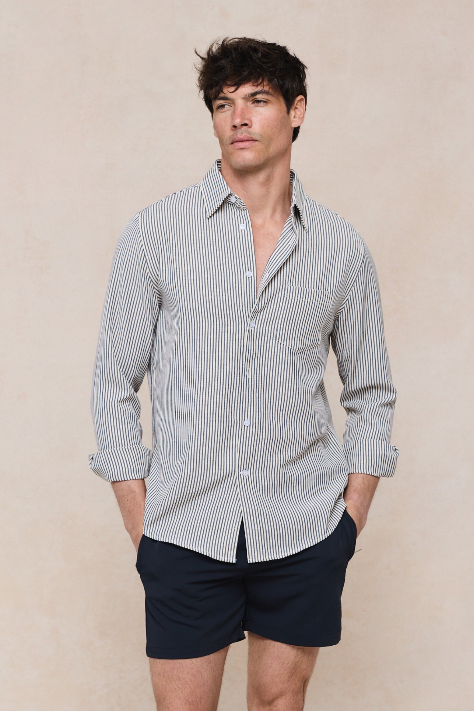 Abilo Striped Shirt - Ecru/Navy
