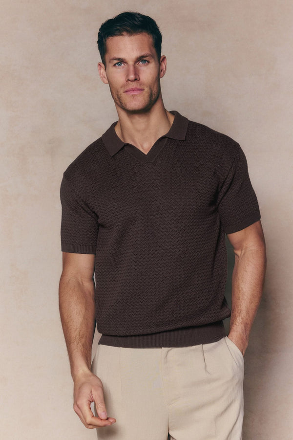 Rapha Cotton Knit Polo - Brown