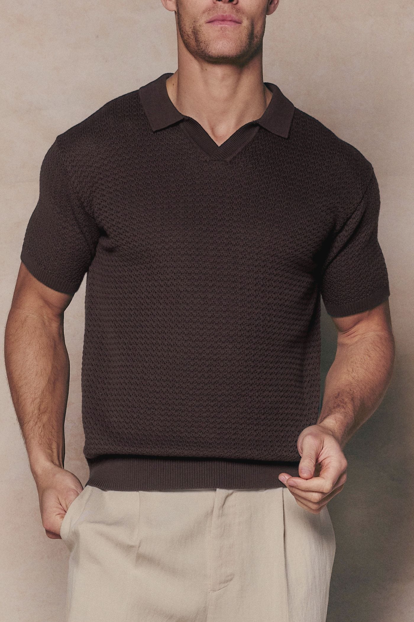 Rapha Cotton Knit Polo - Brown