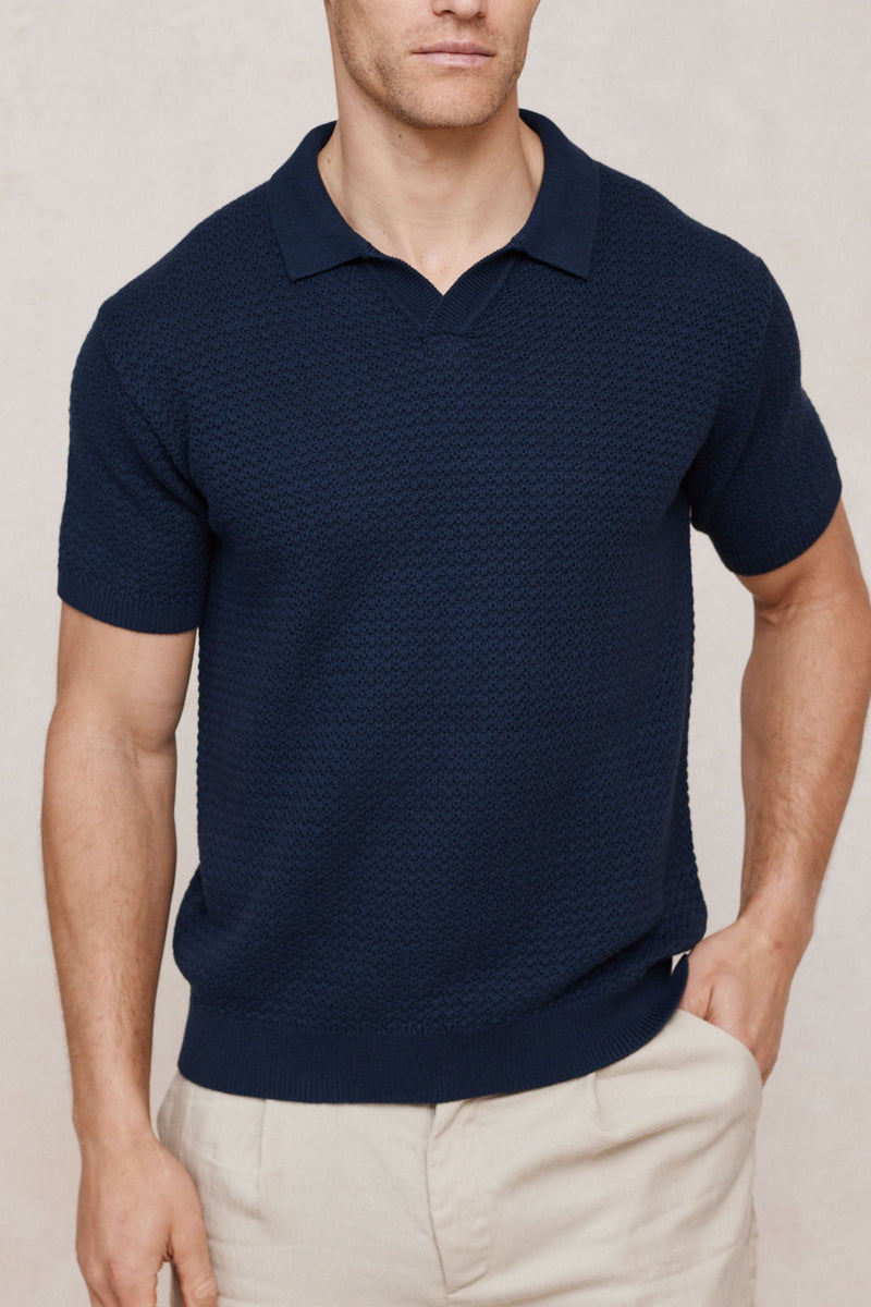 Rapha Cotton Knit Polo - Navy