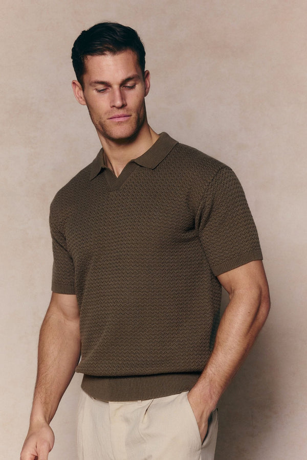 Rapha Cotton Knit Polo - Dark Olive