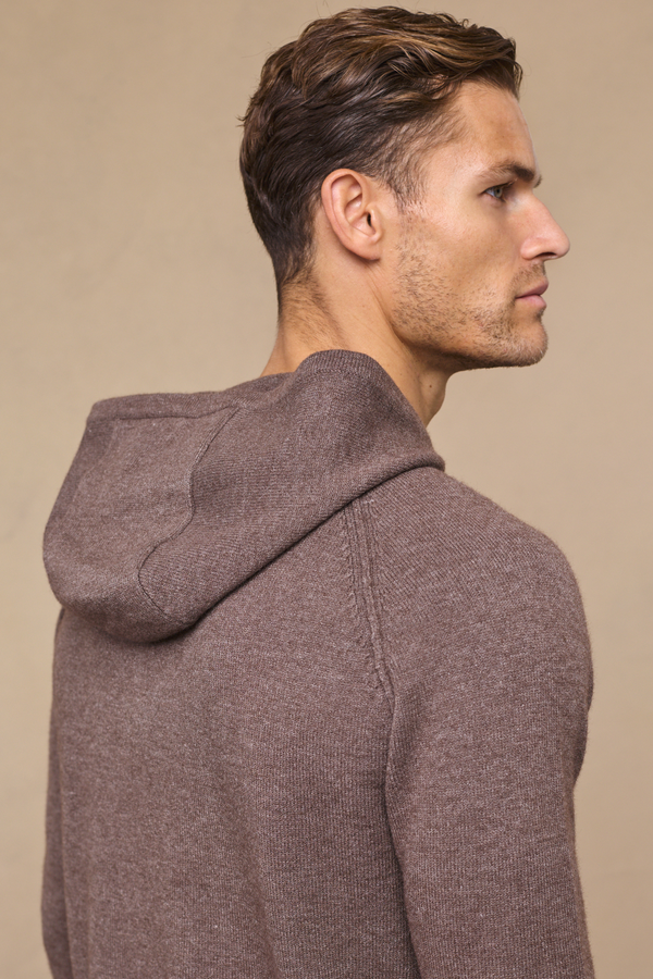Rowan Knitted Hoodie - Brown Marl