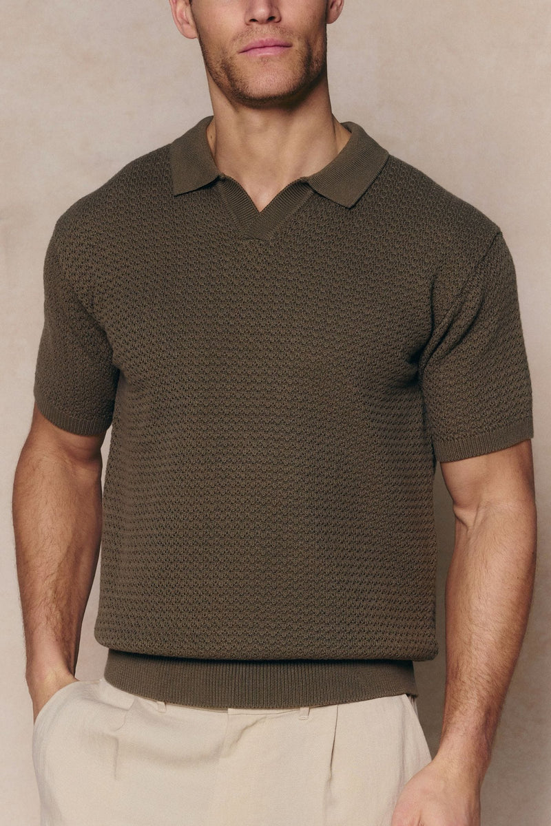 Rapha Cotton Knit Polo - Dark Olive