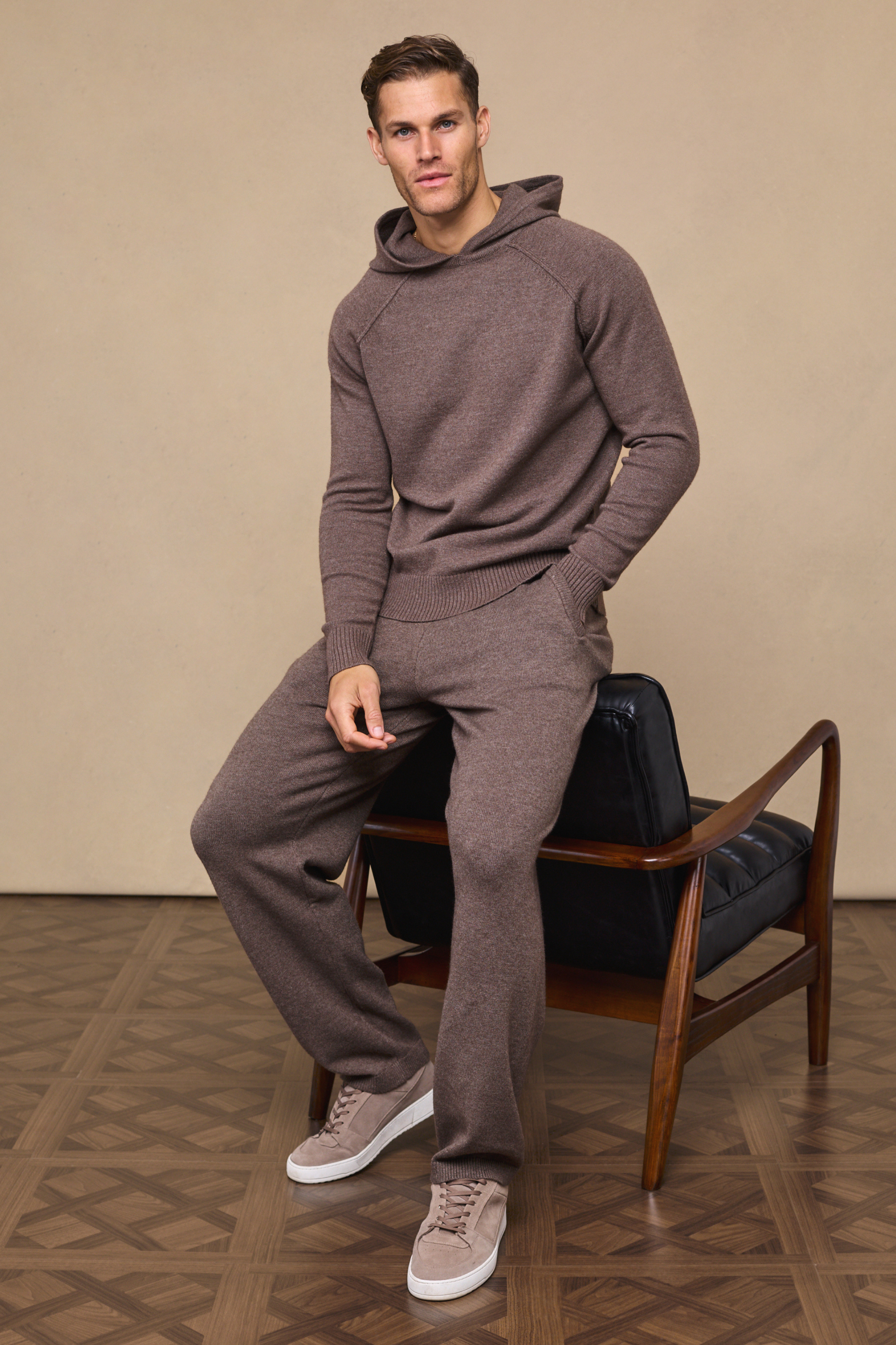 Rowan Knitted Hoodie - Brown Marl