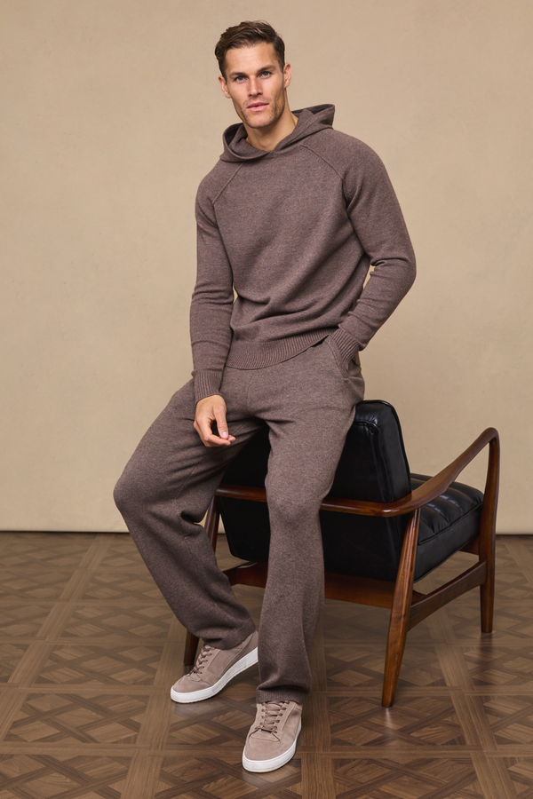 Rowan Knitted Hoodie - Brown Marl