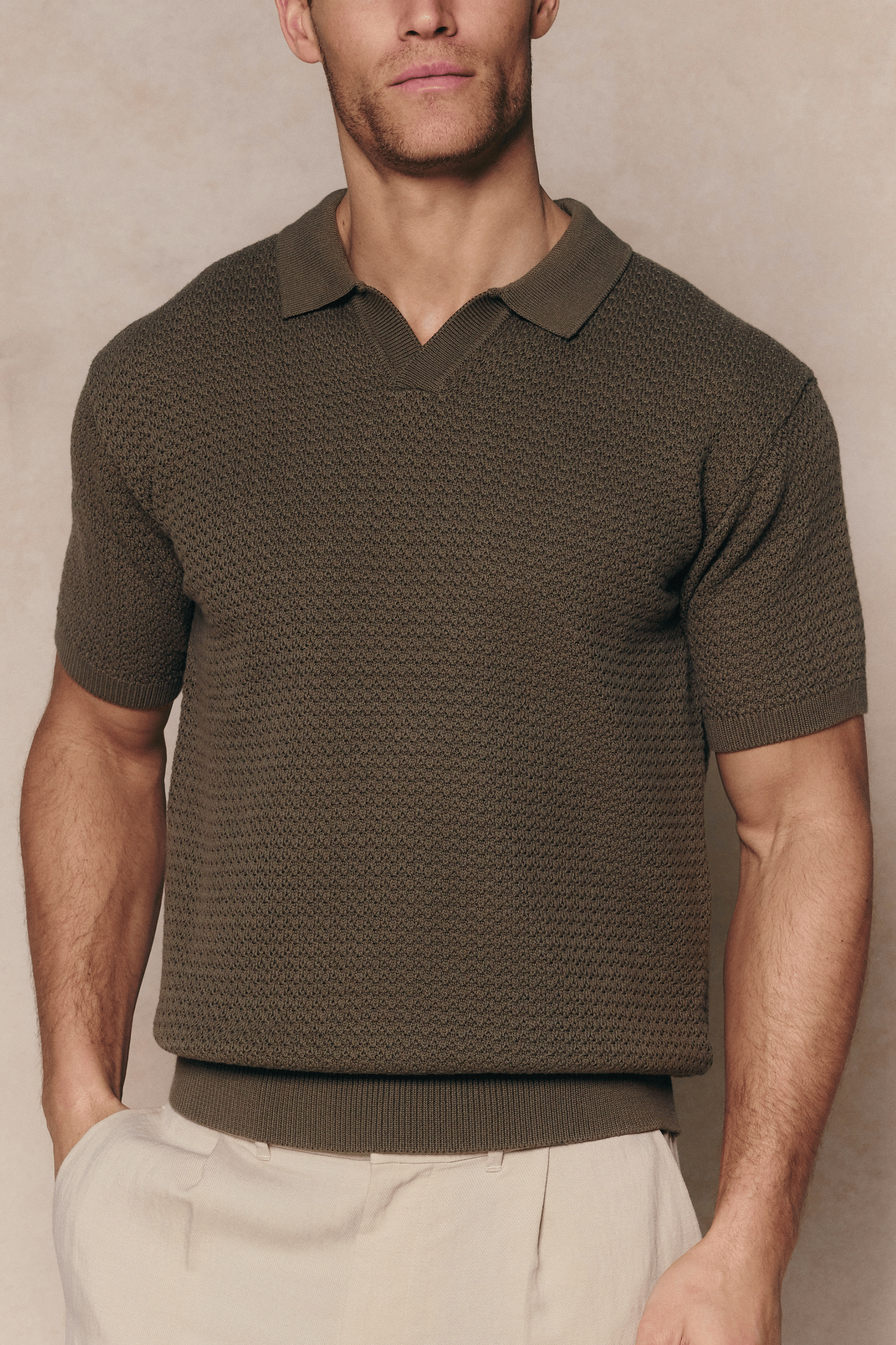Sorelle Short Sleeve Rib Knit Polo - Grey