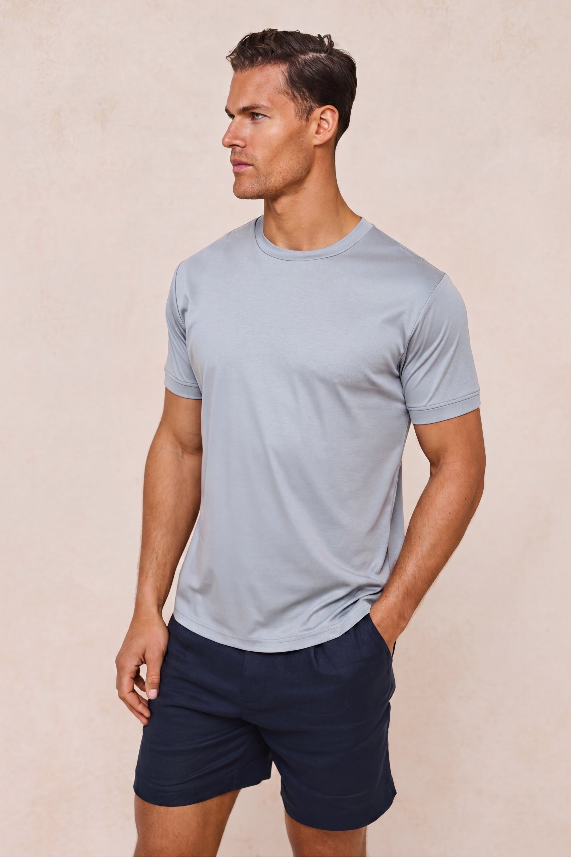 Luxe Mercerised T-Shirt - Light Pewter Blue