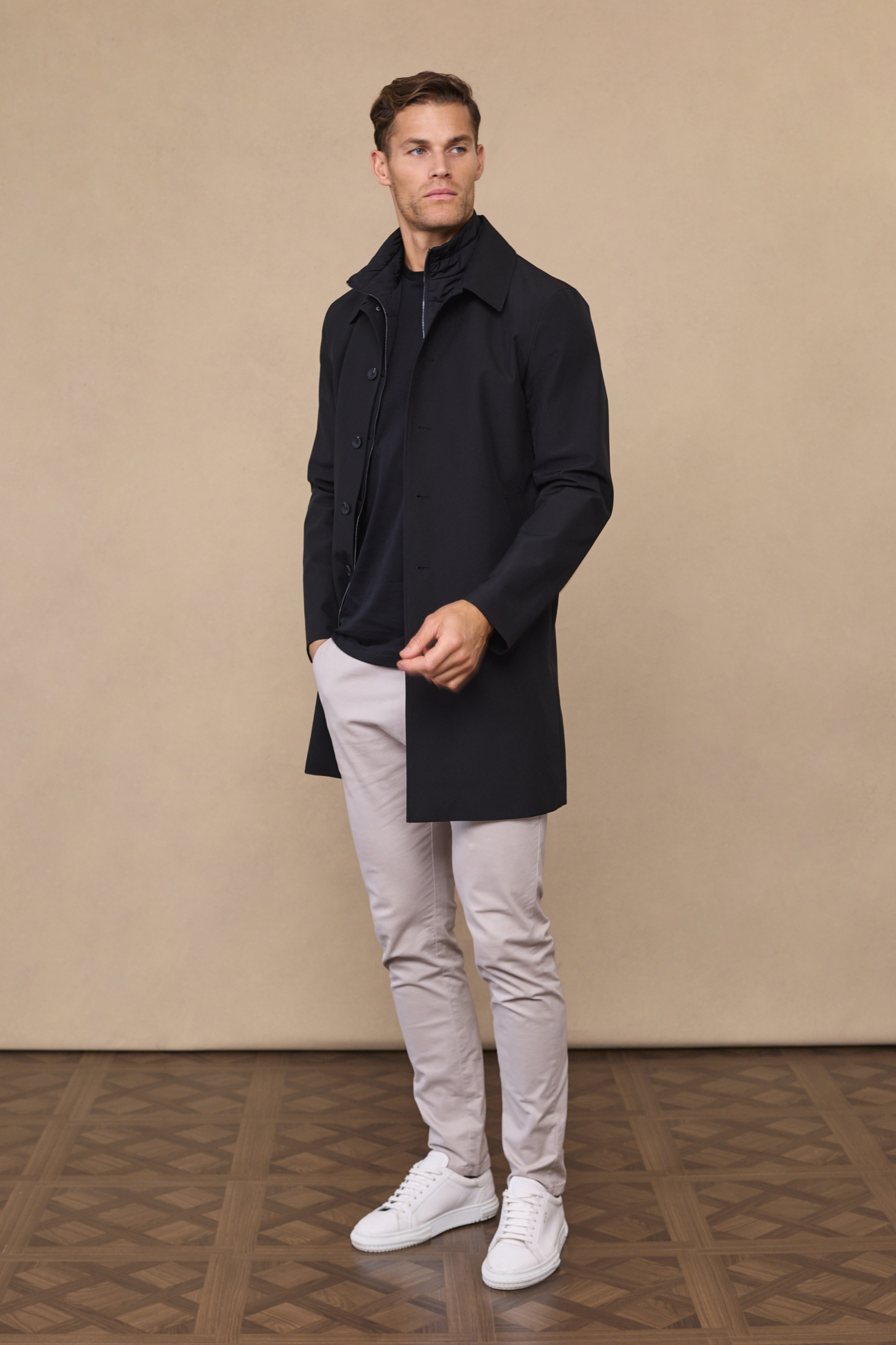 Portico Trench Coat With Detachable Insert - Black
