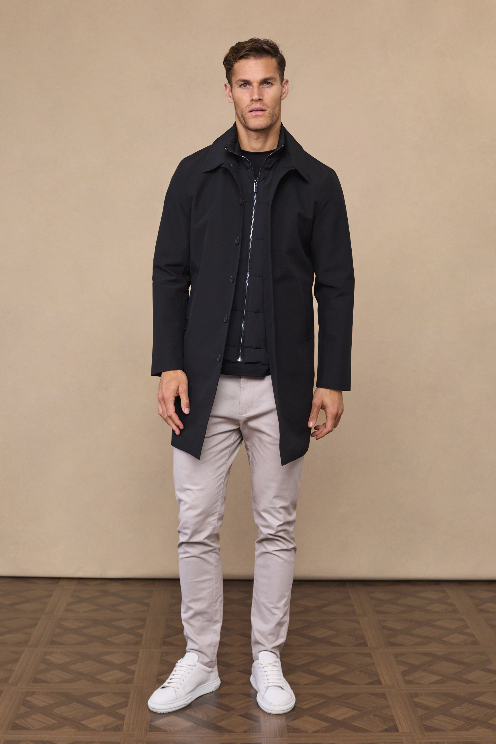 Portico Trench Coat With Detachable Insert - Black
