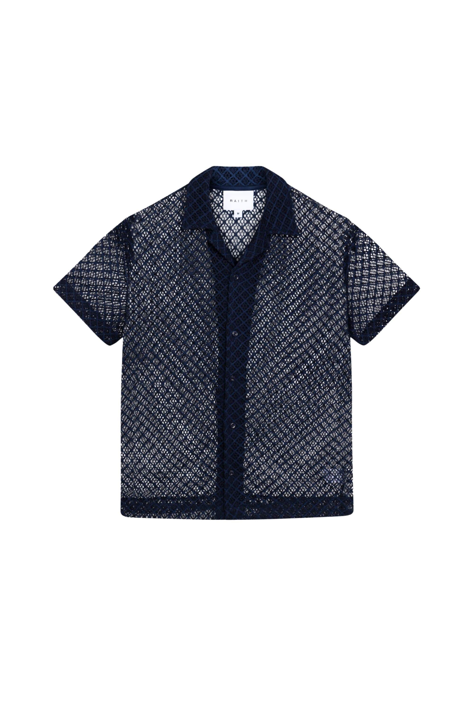 Marcelo Short Sleeve Lace Shirt - Navy