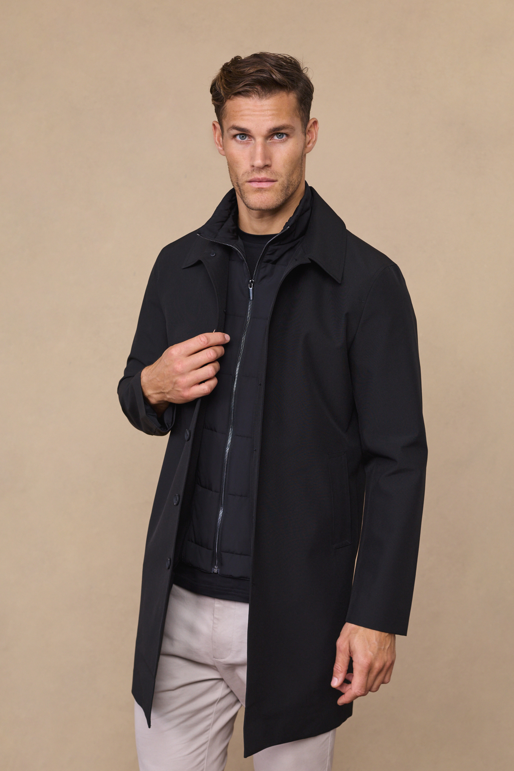 Portico Trench Coat With Detachable Insert - Black