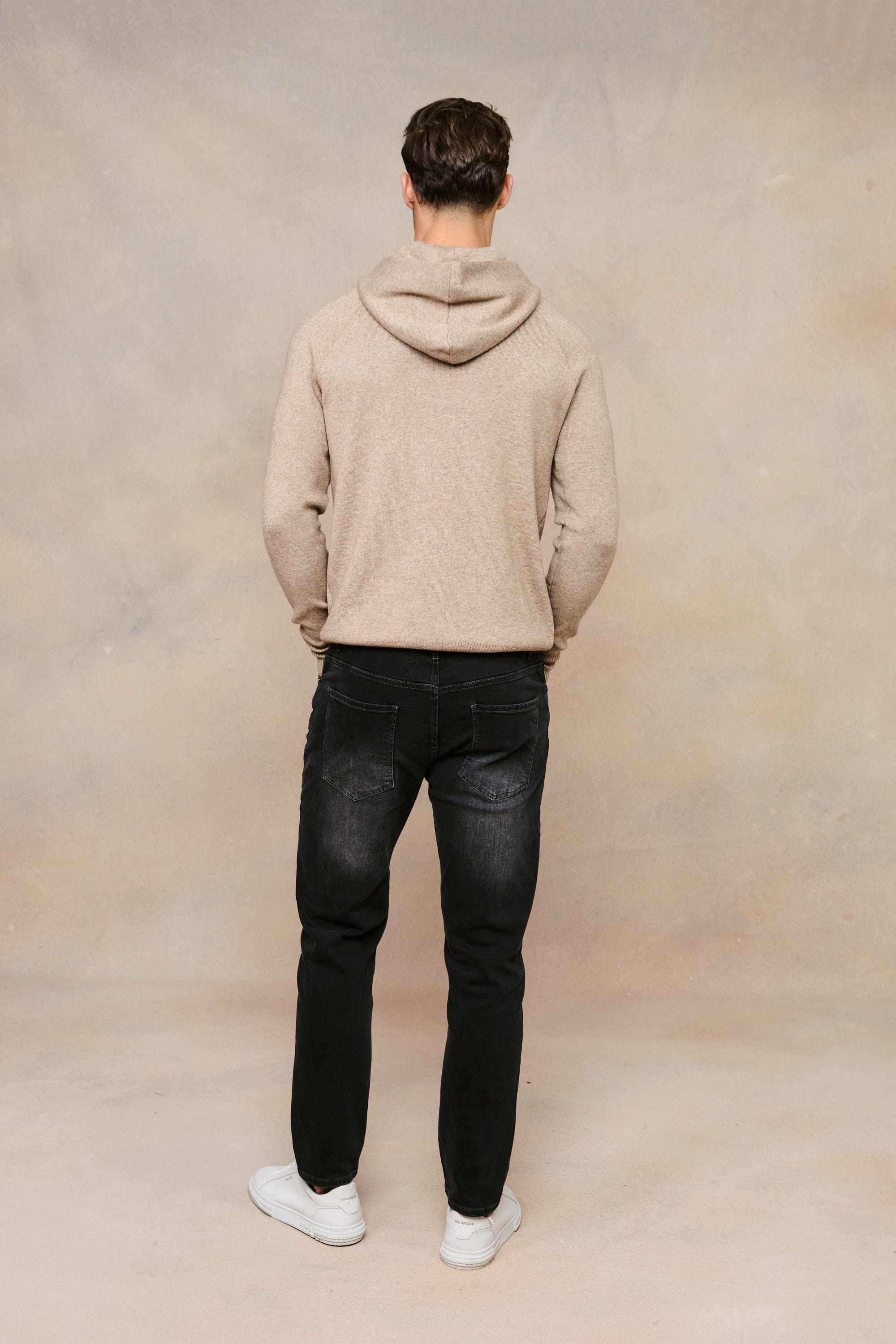 Theo Knitted Hoodie - Biscuit Beige