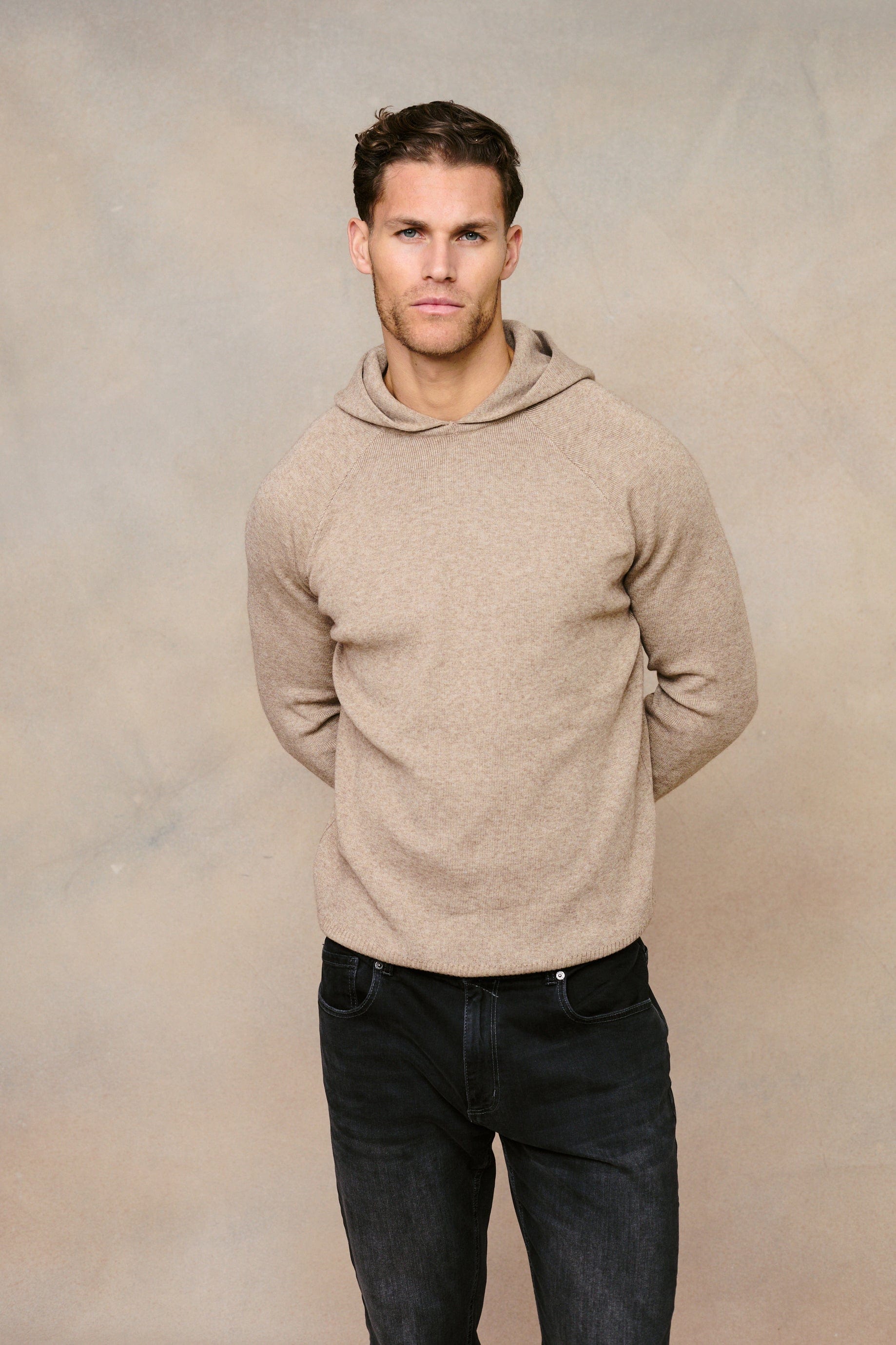 Theo Knitted Hoodie - Biscuit Beige