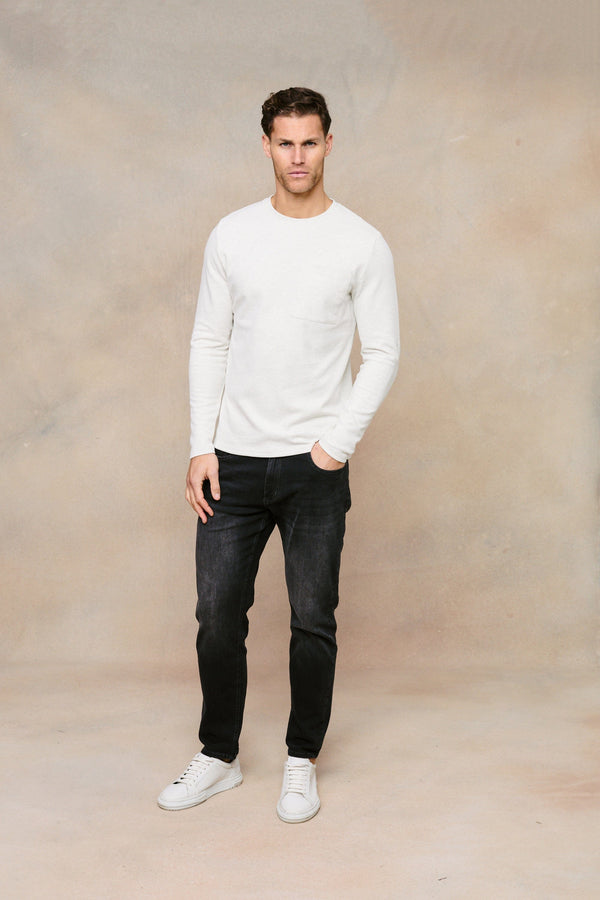 Tyler Long Sleeve Pocket  T-Shirt - Stone Marl