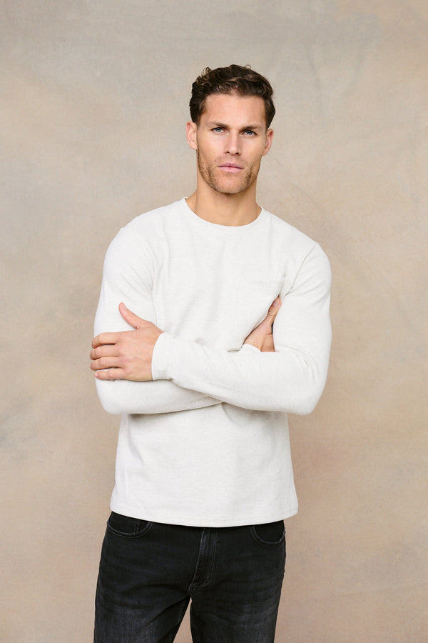 Tyler Long Sleeve Pocket  T-Shirt - Stone Marl
