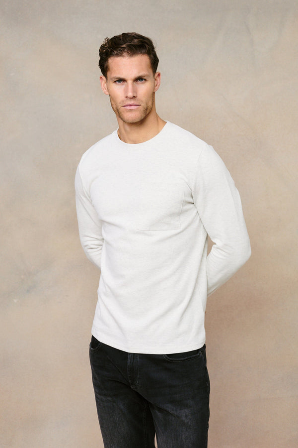 Tyler Long Sleeve Pocket  T-Shirt - Stone Marl