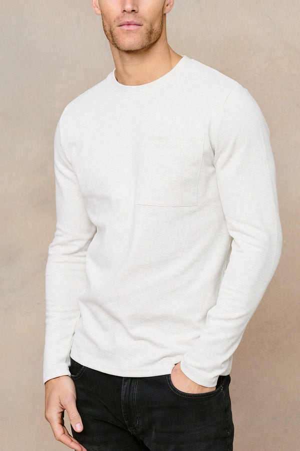Tyler Long Sleeve Pocket  T-Shirt - Stone Marl