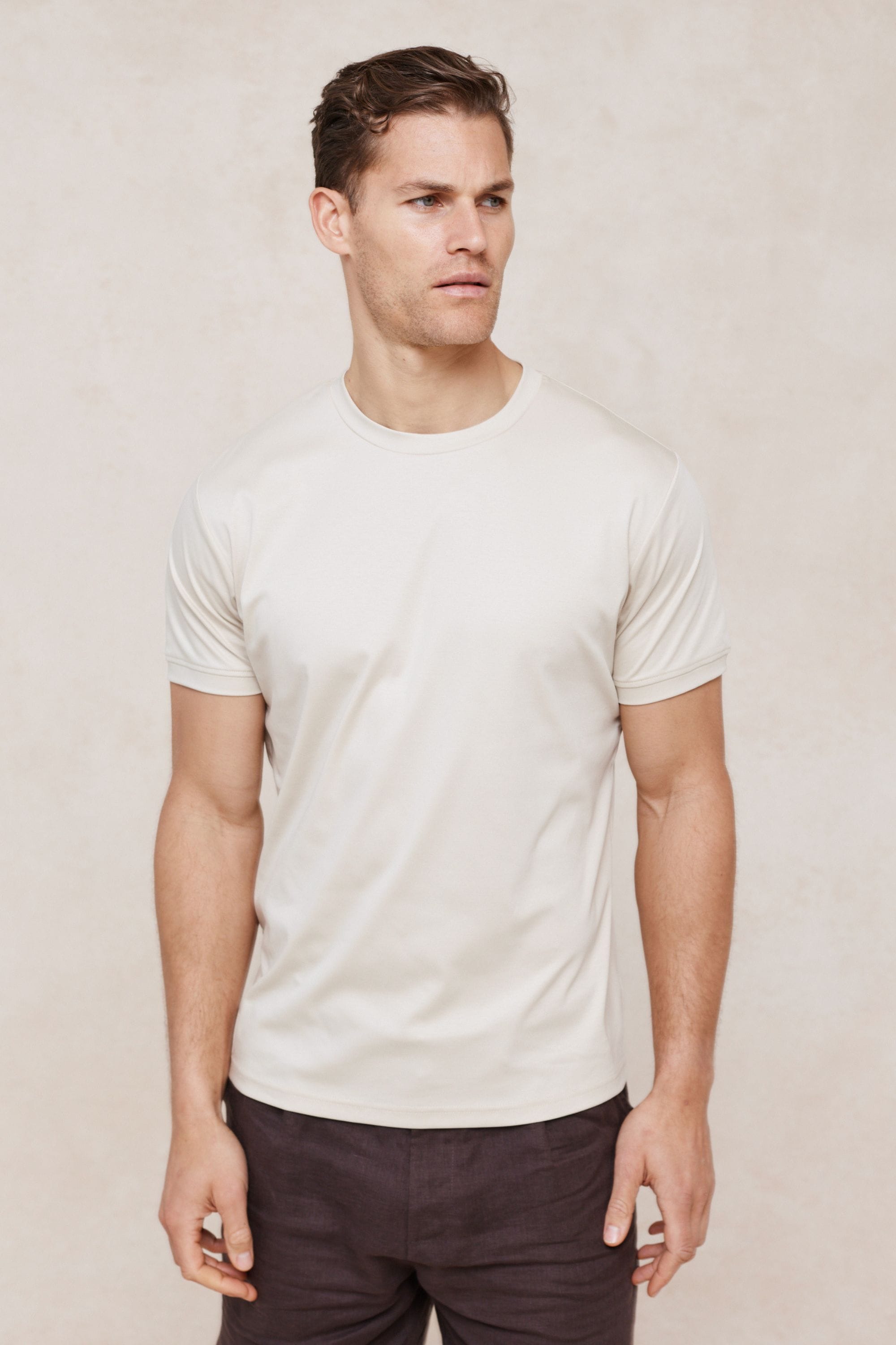 Luxe Mercerised T-Shirt - Beige