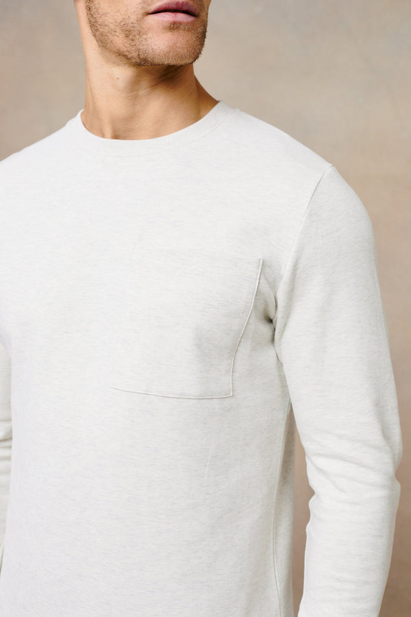 Tyler Long Sleeve Pocket  T-Shirt - Stone Marl