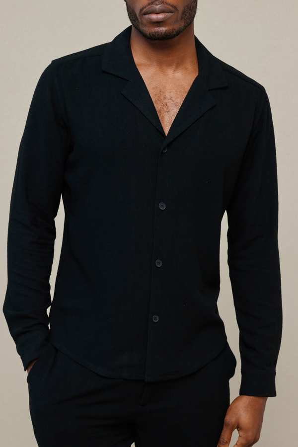 Camisole-Leinenhemd - Schwarz 