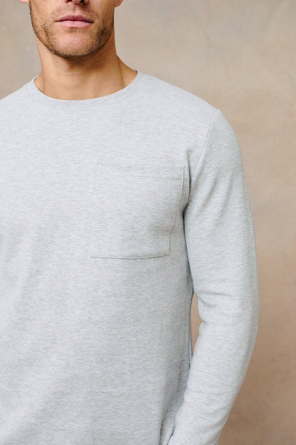Tyler Long Sleeve Pocket  T-Shirt - Grey Marl