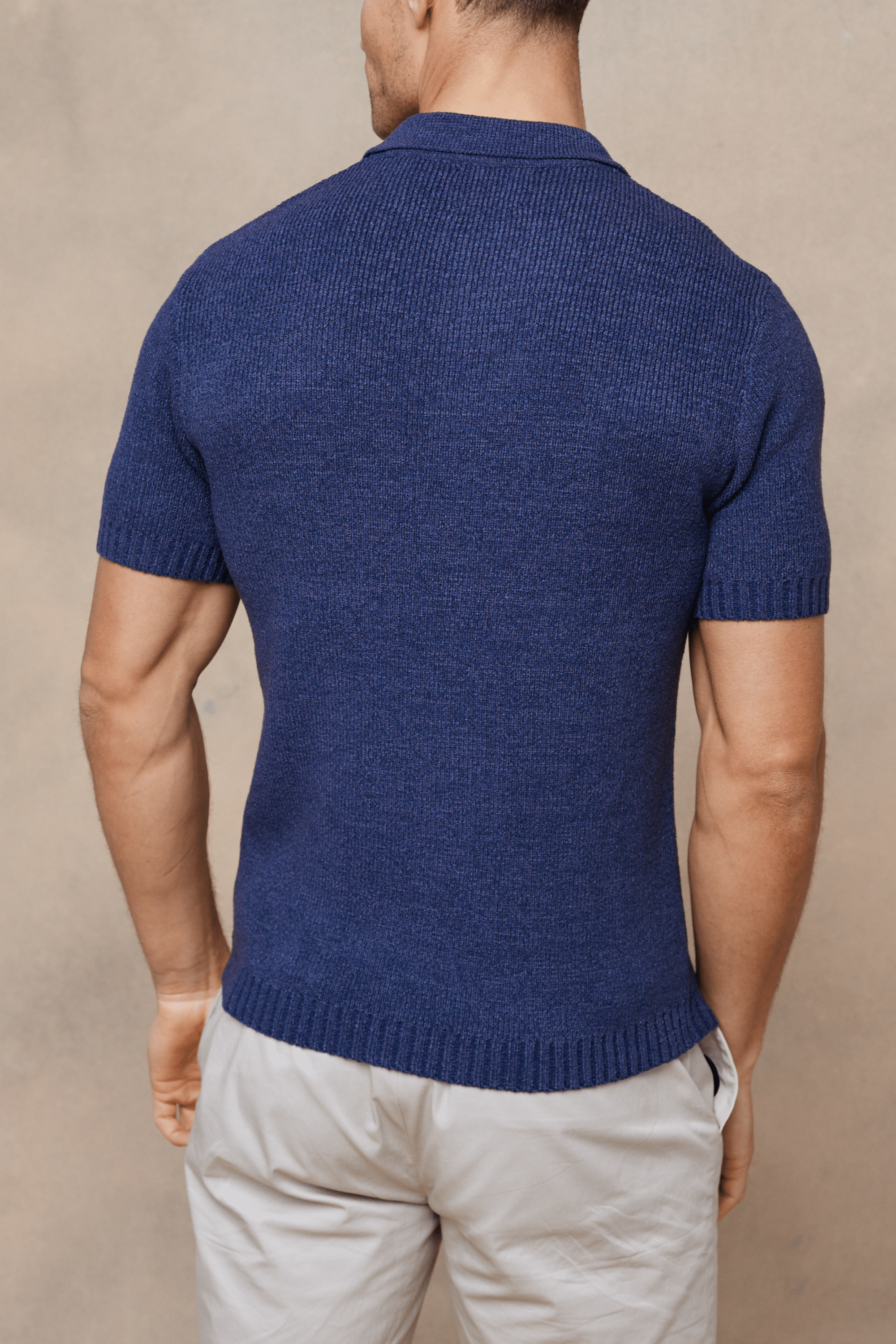 Sorelle Short Sleeve Rib Knit Polo - Navy