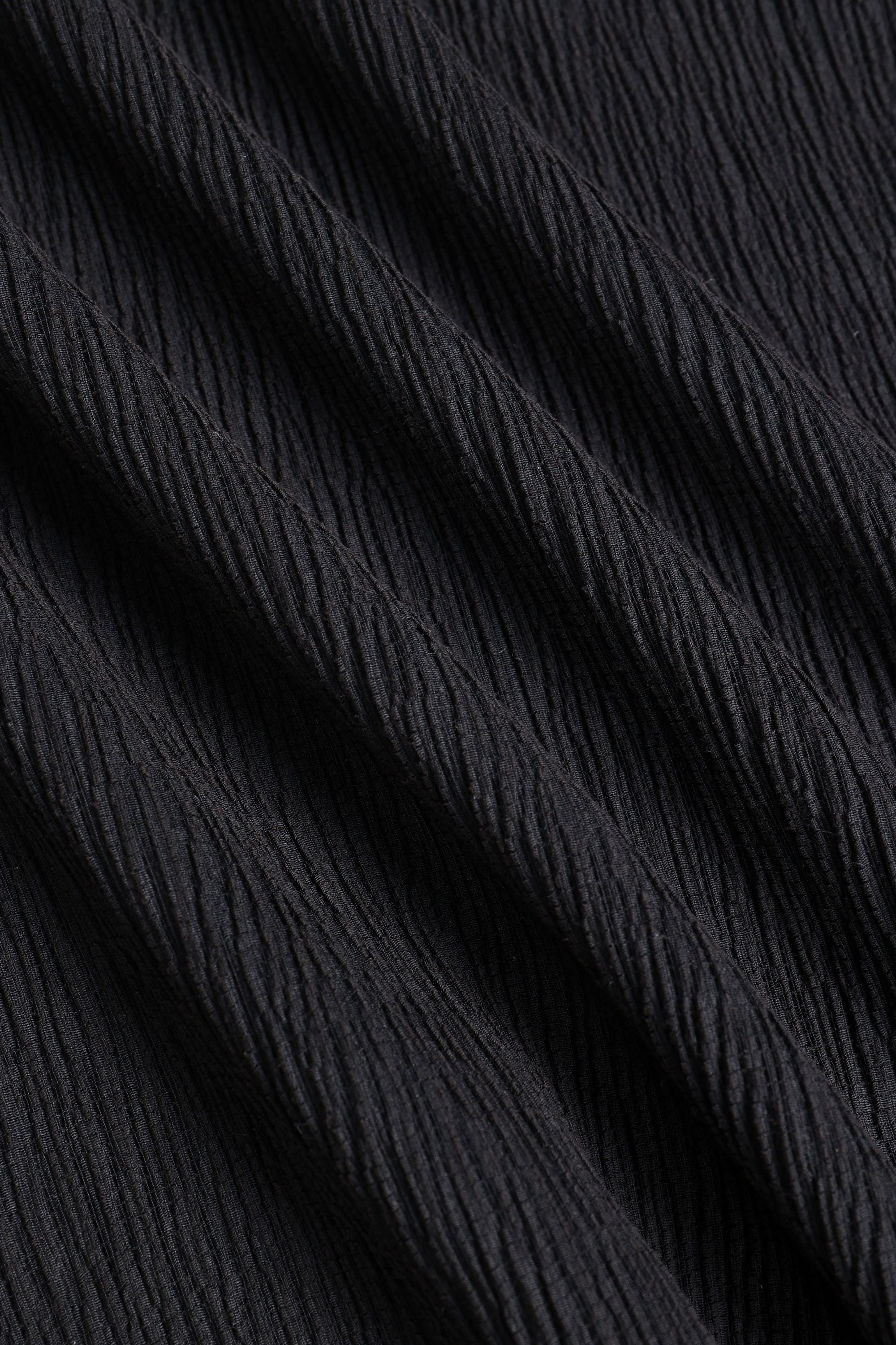 Silvano Crinkled Open Collar Polo - Black