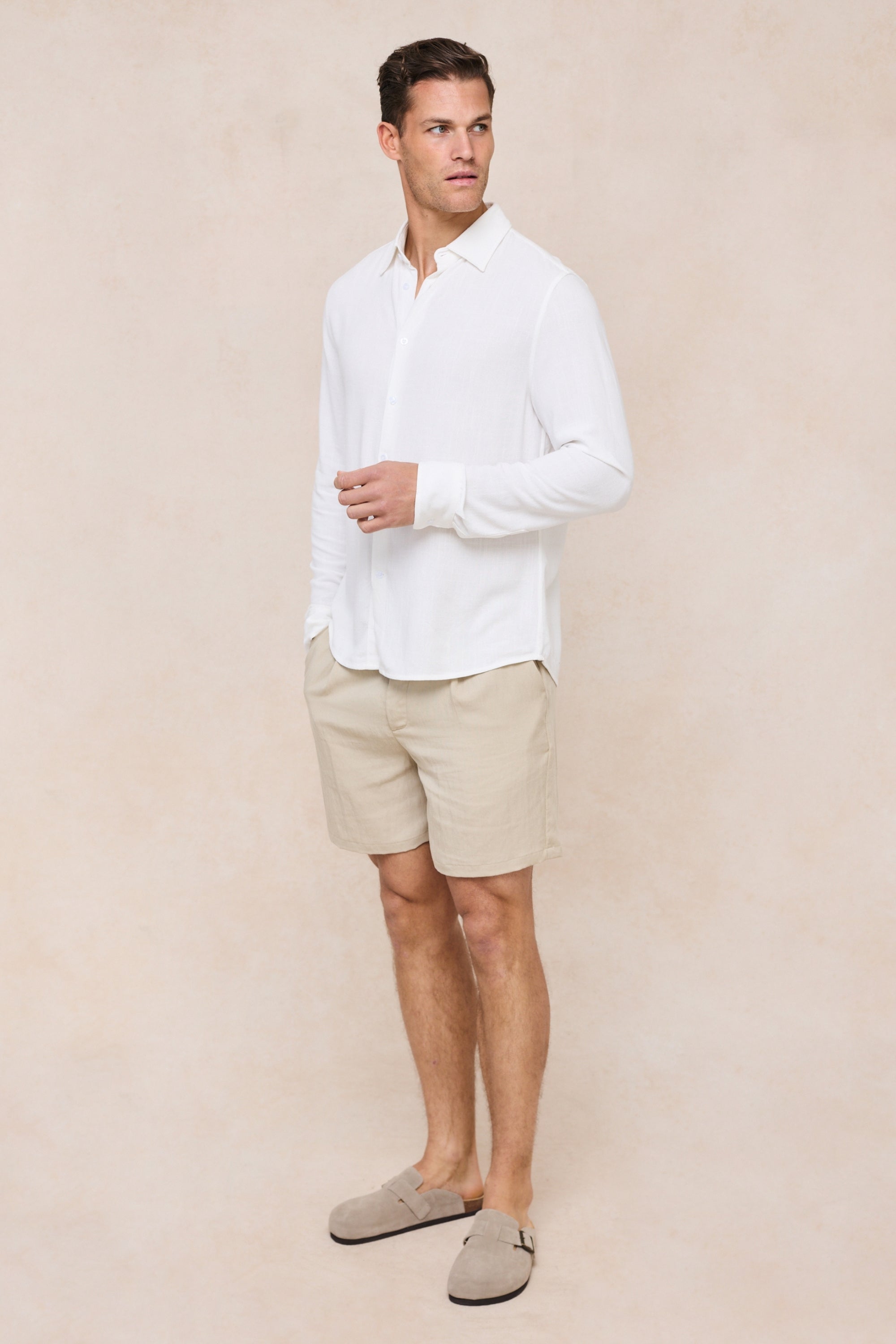 Caio Fluid Twill Short - Beige