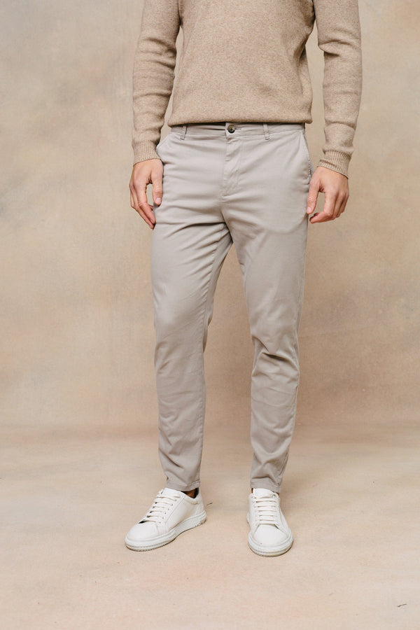 Lucas Tapered Leg Stretch Twill Chino - Greige