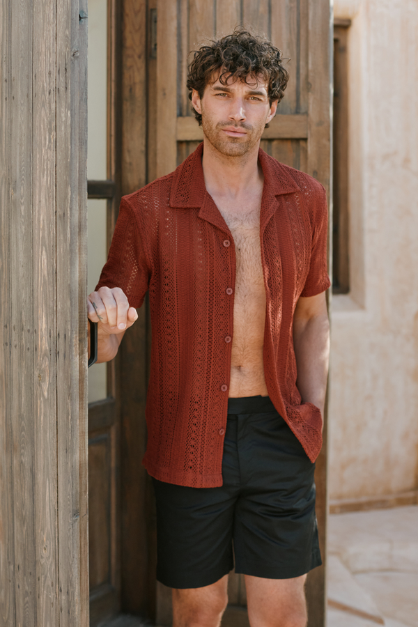 Solle Crochet Shirt - Rust