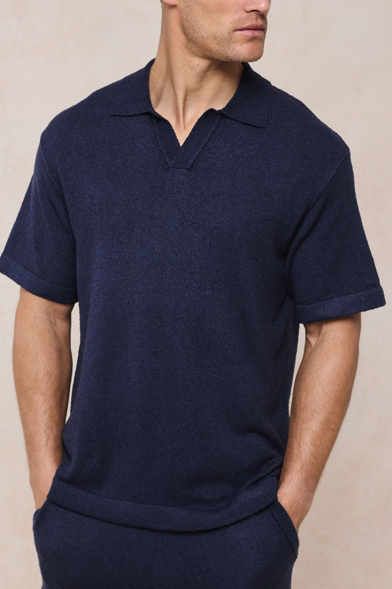 Miguel Boucle Polo Shirt - Navy