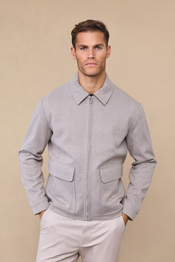 Nero Herringbone Patch Pocket Jacket - Neutral