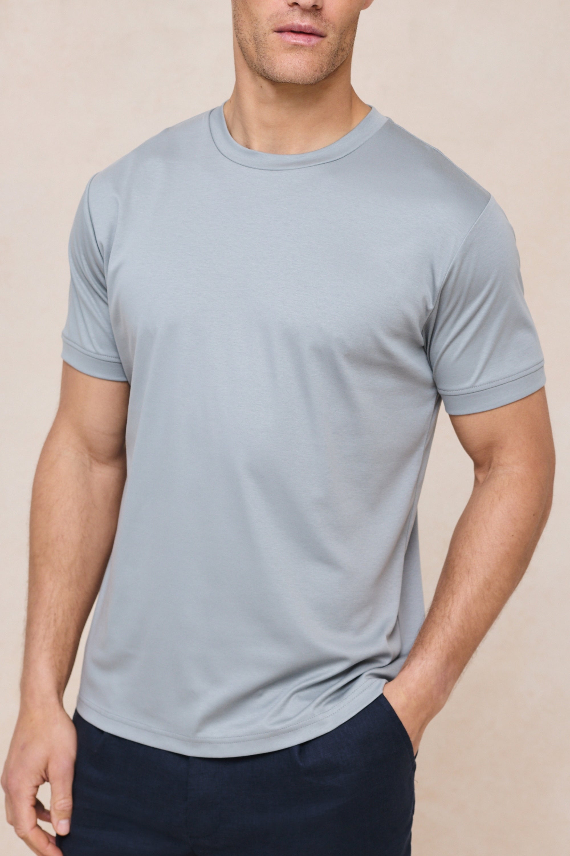 Luxe Mercerised T-Shirt - Light Pewter Blue