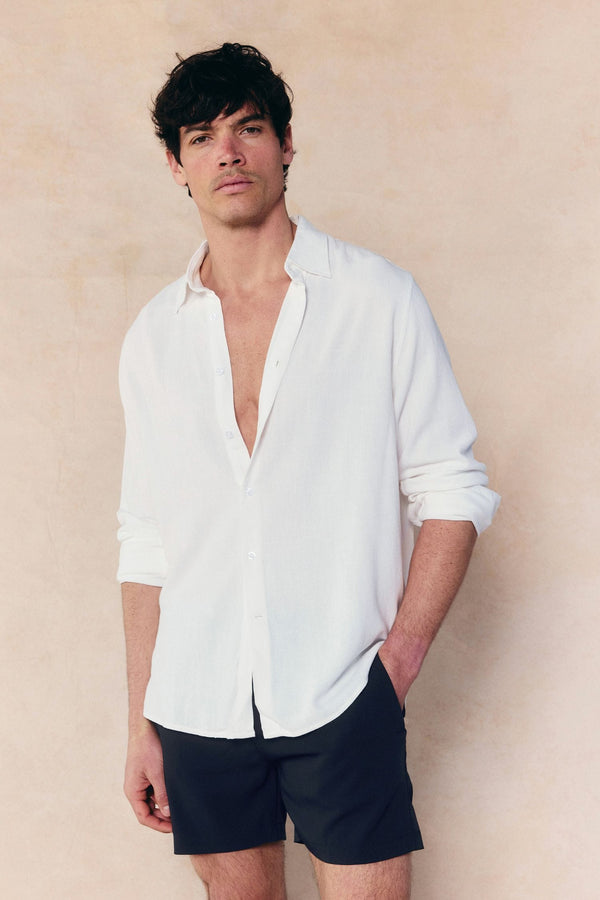 Cami Linen Classic Collar Shirt - Ecru