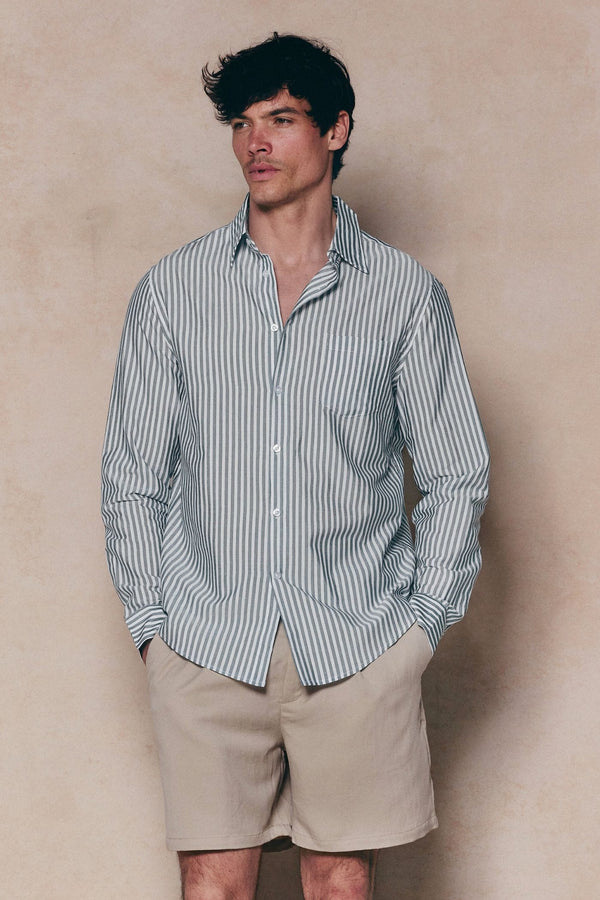 Abilo Striped Shirt - Khaki/Ecru