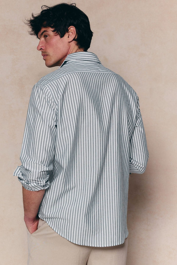 Abilo Striped Shirt - Khaki/Ecru