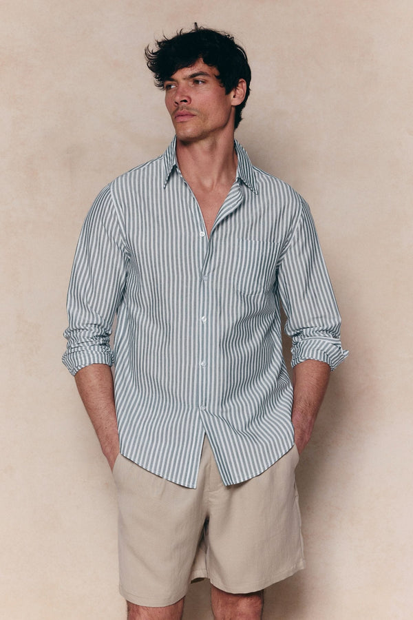 Abilo Striped Shirt - Khaki/Ecru